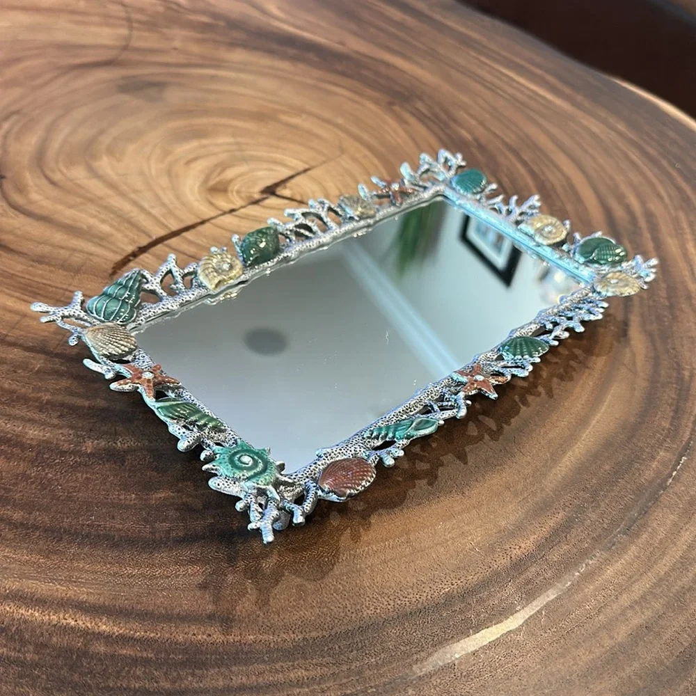 Pier 1 Coastal Shell Mirror Tray – Nautical Beach Decor